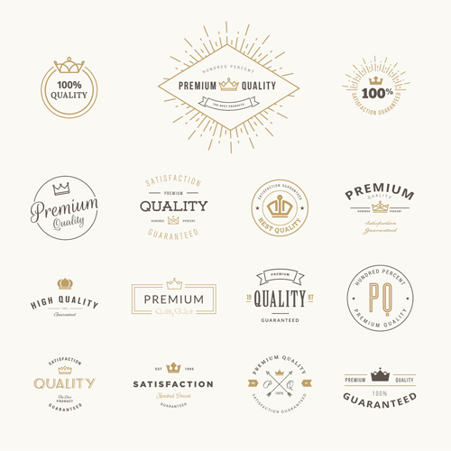 Crowns labels retro style vector 02  