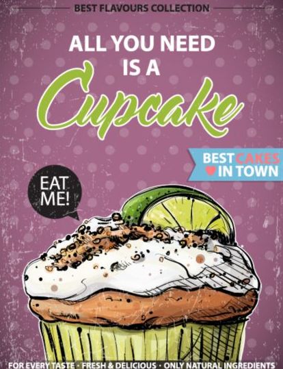 Cupcake vintage poster design vettoriali 13  