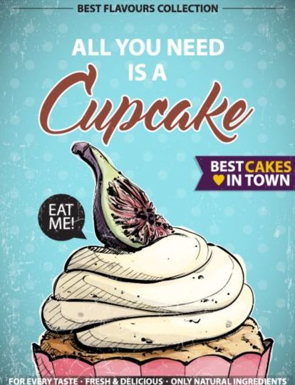 Cupcake vintage poster design vettoriali 22  