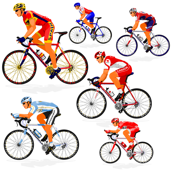 Cyclist with road bike vector illustration 02  