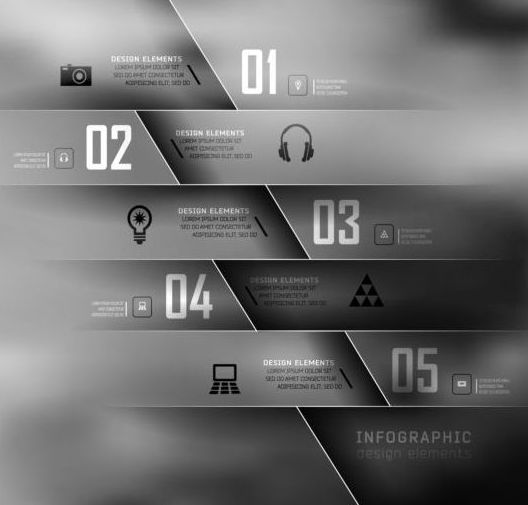 Dark Styles Optionen Infografik Vector 02  