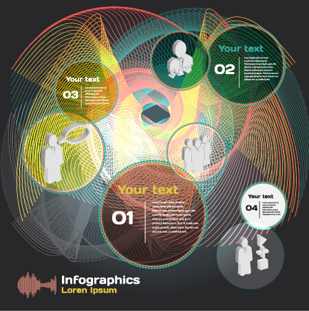 Dark style infographic with diagrams vectors 05  