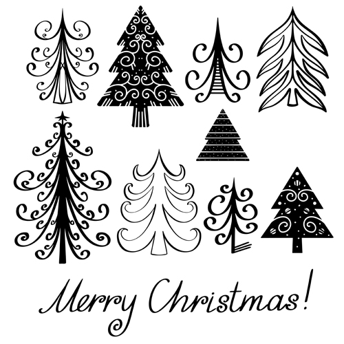 Different Christmas tree design vector 03  