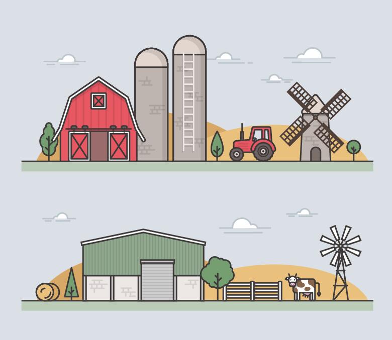 Farm flat template vector  