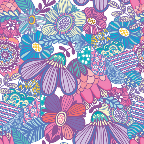 Floral gentle pattern hand drawn vector 06  