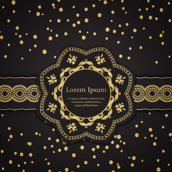 Golden decorative with black background vector 04  