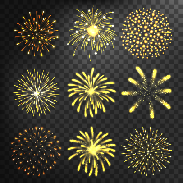Golden fireworks illustration vector  