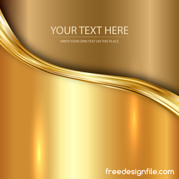 Golden metal with abstract wavy background vector 02  