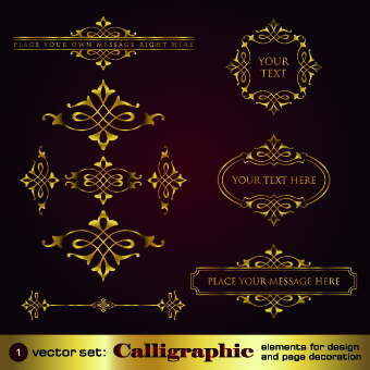 Golden ornaments and frame design vector  