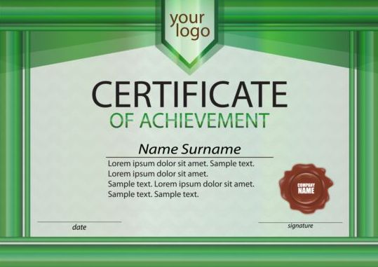 Зеленая рамка с вектором шаблона сертификата  