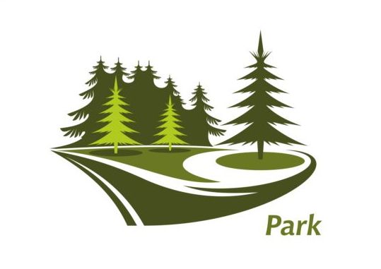 Groen park logo vectoren set 08  