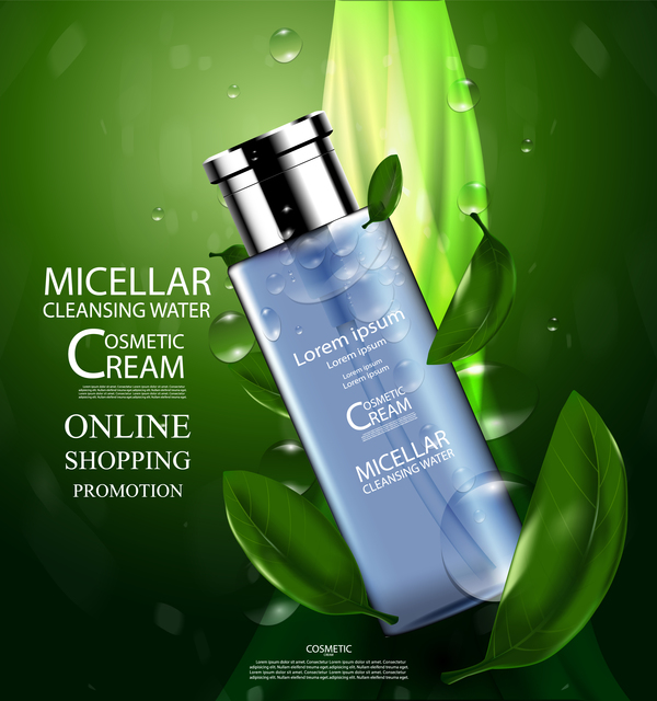 Thé vert crème cosmétique publicitaire affiche modèle vecteur 06  