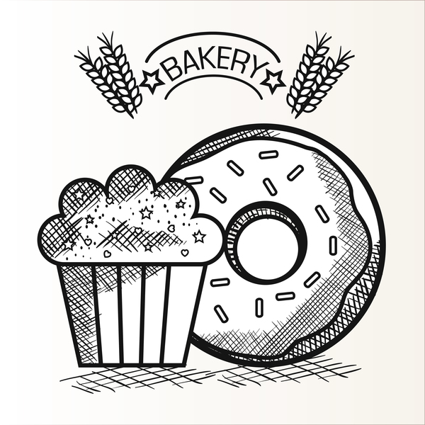 Handgezeichnete Bäckerei Design-Elemente Vektor-01  