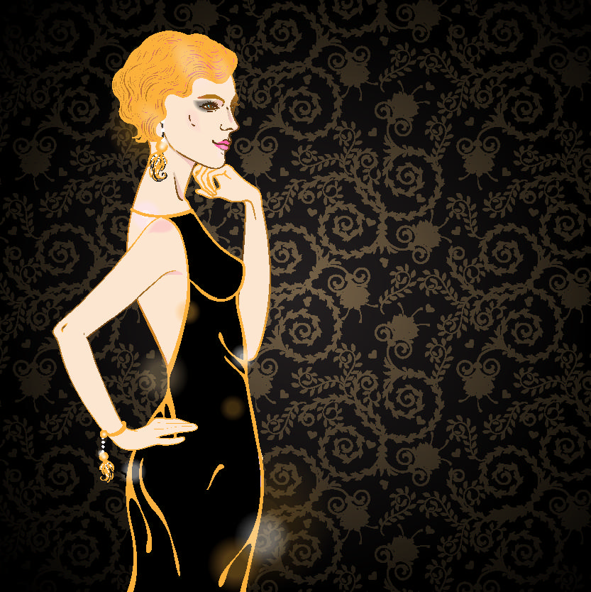 Hand drawn fashion model material vector 02  