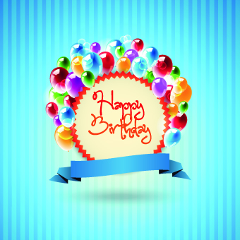 Happy Birthday card vector set 02  