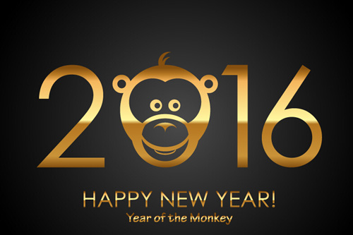 Happy new year 2016 with monkey vectors  