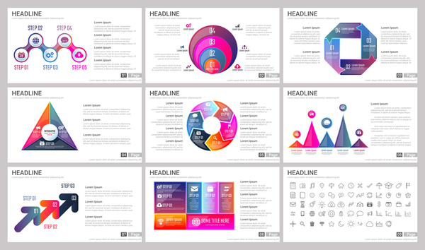 Riesige Sammlung von Business Infografik Vektoren 05  