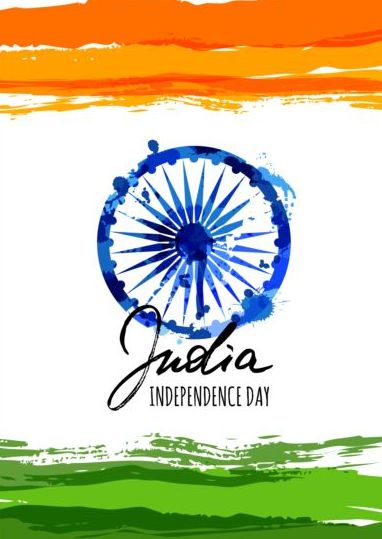 インド独立記念日水彩画背景ベクトル01  