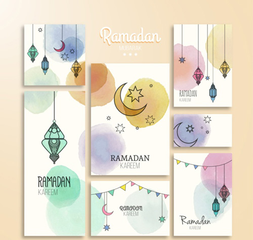 Kareem ramadan watercolor card vector  