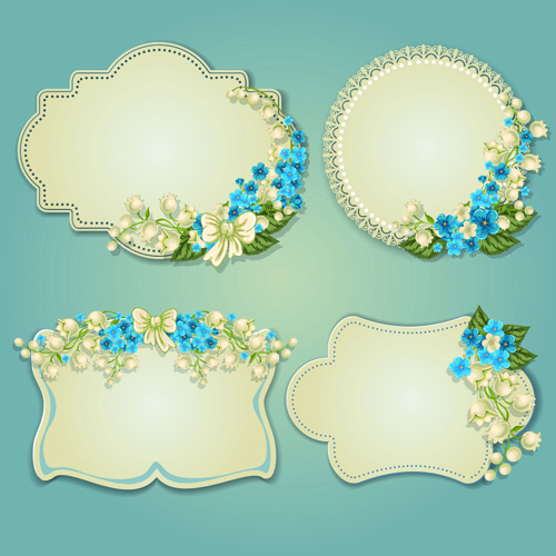 Flower and labels vector 04  