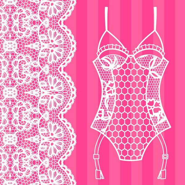 Lace border with lacy underwear vector 05  