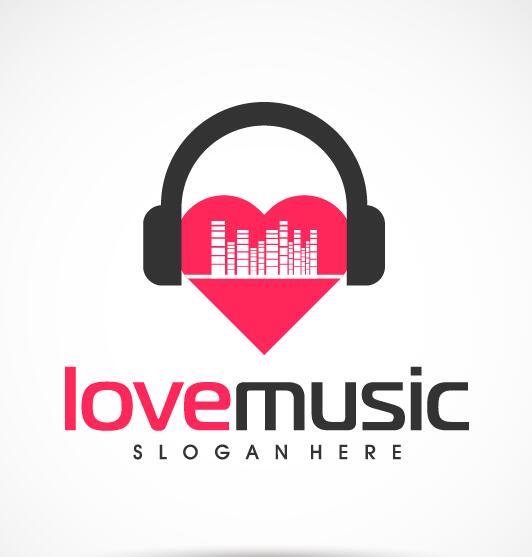 Vecteur de logo musique amour  