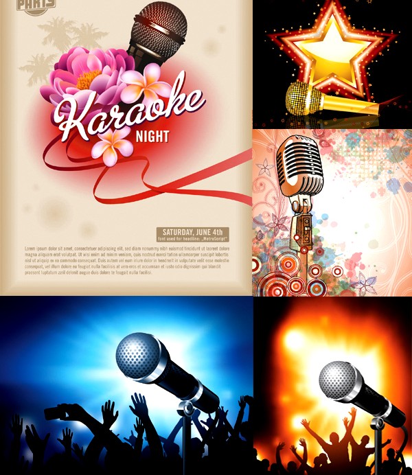 Microphone with fashion background vector  