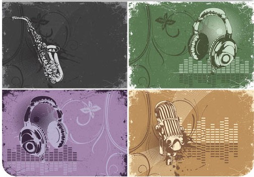 Music retro styles vector material  