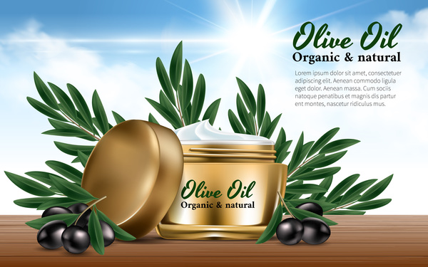 Olive oli affiche cosmétique modèle vecteur 02  