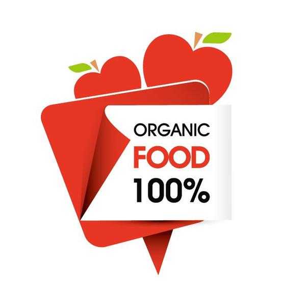 Organic food sticker design vector 05  