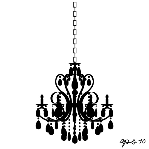 Ornate chandelier vector silhouette set 11  