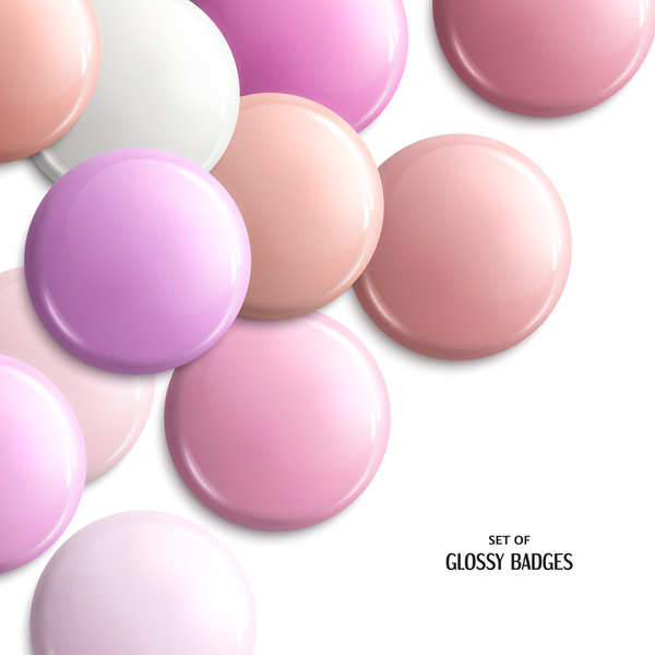 Pink glossy buttons vector background  