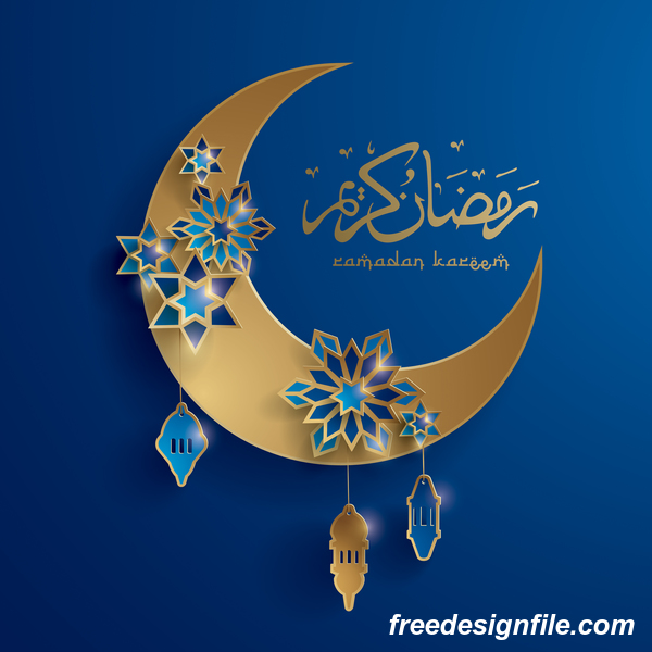 Ramadan background with moon star decorative vector 06  
