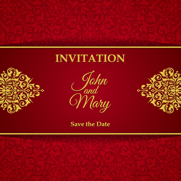 Red with golden invitation template vector 08  