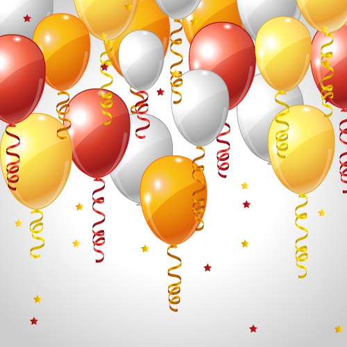 Red with yellow and white balloons birthday vector  