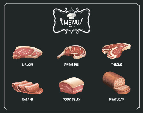Restaurant meats menu vector material 01  
