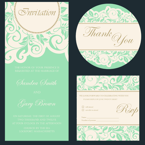 Retro wedding invitation cards design 02  