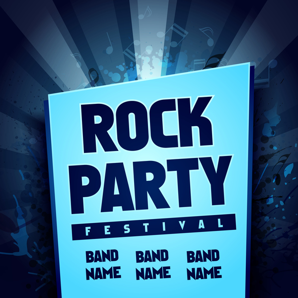 Rock Party Flyer vector set 01  