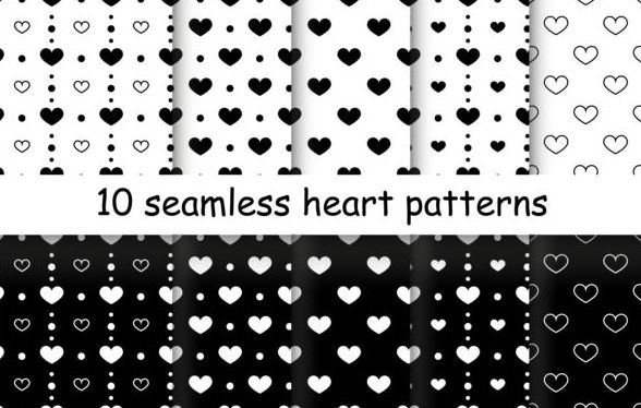 Seamless heart patterns vector material 03  