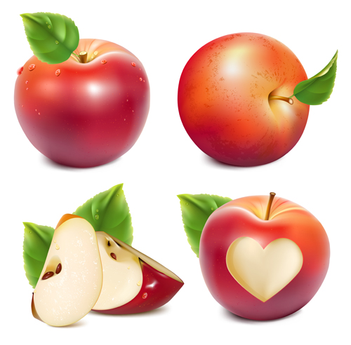 Shiny red apples vector design  