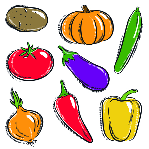 Sorts of hand drawing vegetables vector set 01  