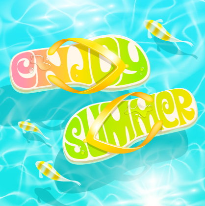 Summer sandals design vector background 01  