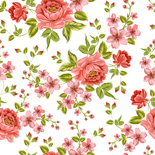 Vintage flower patterns vector graphics 01  