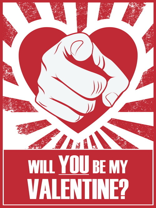 Will you be my valentine vintage poster vector  