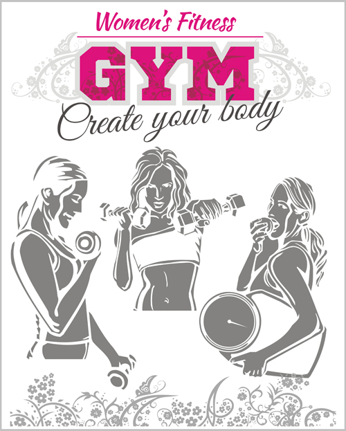 Women's fitness club poster vectors material 02  