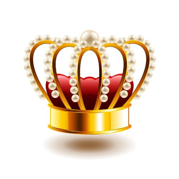 Krone mit weißen Perlen isoliert Vektor  
