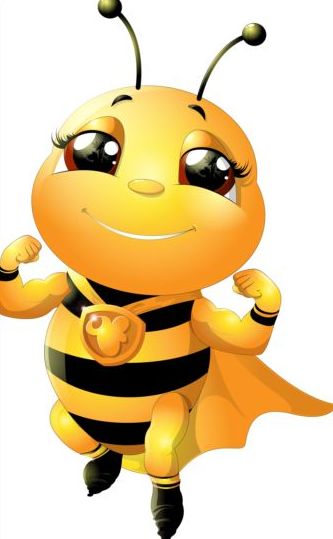 사랑 스러운 만화 꿀벌 세트 벡터 17  
