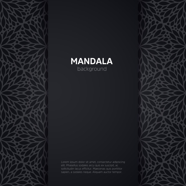 Mandalamuster mit schwarzem Hintergrundvektor 01  