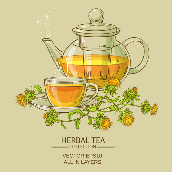 saflower tea vector background 02  