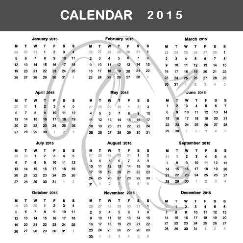 simple grid calendar 2015 vector set 01  